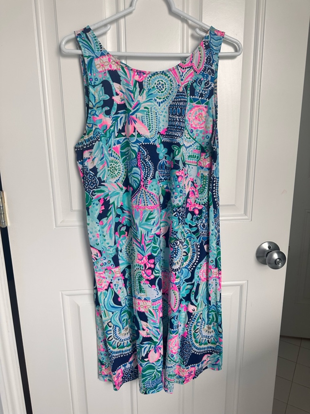 Lilly Pulitzer Sleeveless Shift Dress in Navy, Aqua & Pink Floral Print